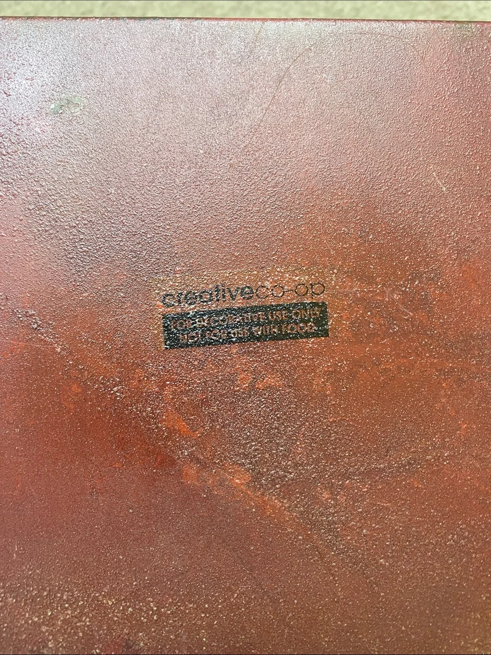 Creative Co-Op Distressed Red Metal Storage Bin